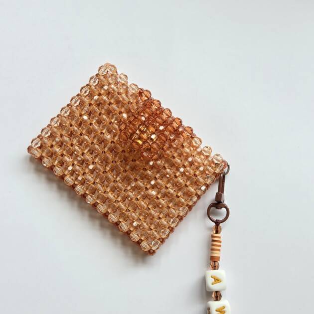 Customisable Champagne & brown card holder
