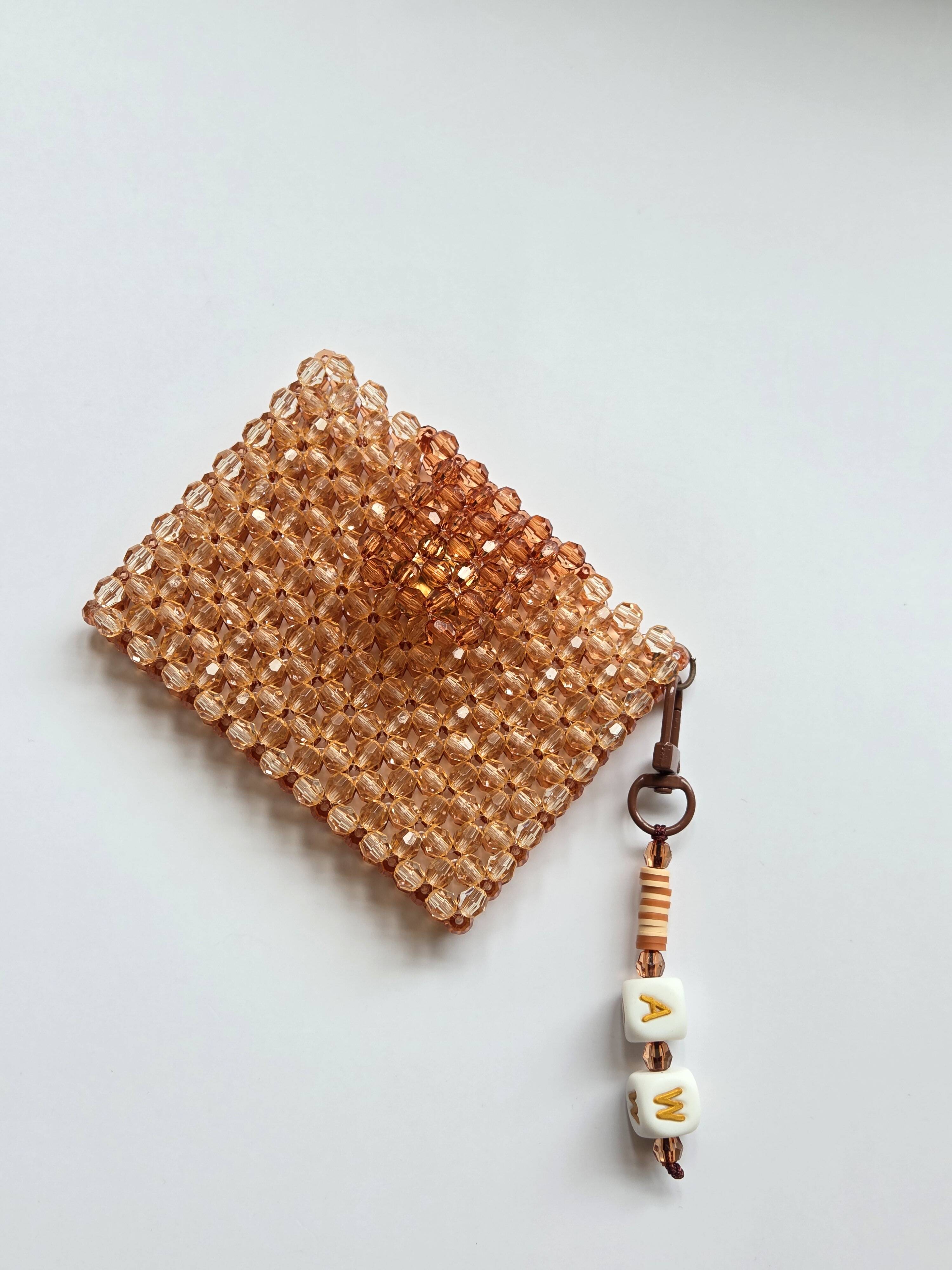 Customisable Champagne & brown card holder